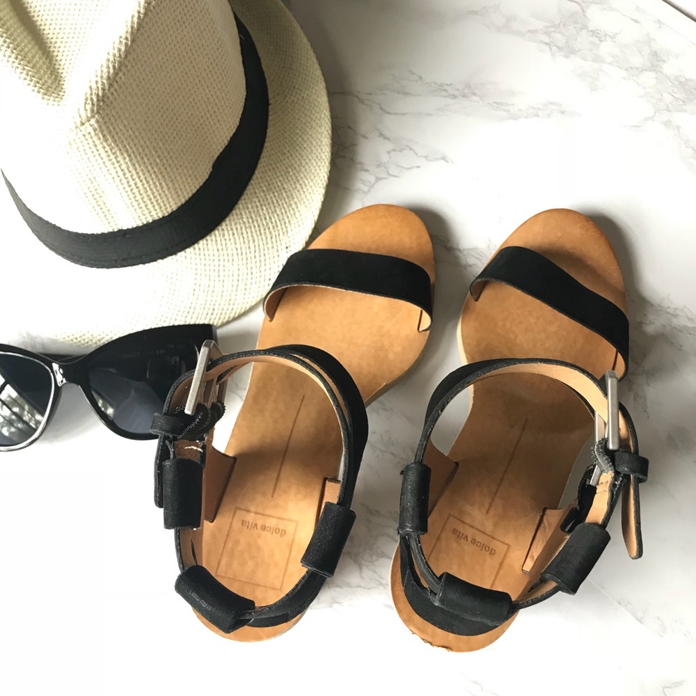 Dolce Vita Black nubuck Heels Sandal - Picture 7 of 8